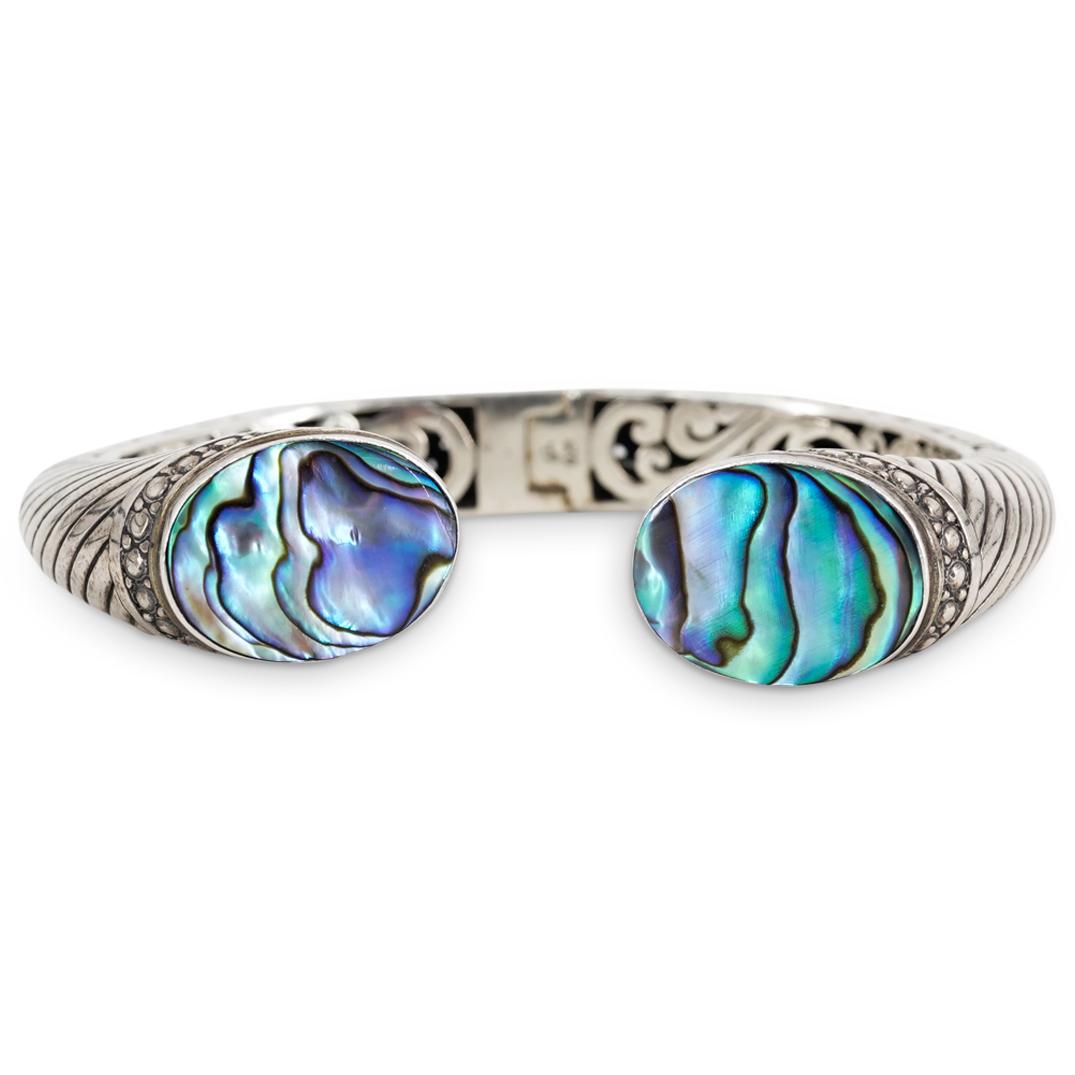 Designer Sterling Silver & Abalone Cuff Bracelet (1 of 5)