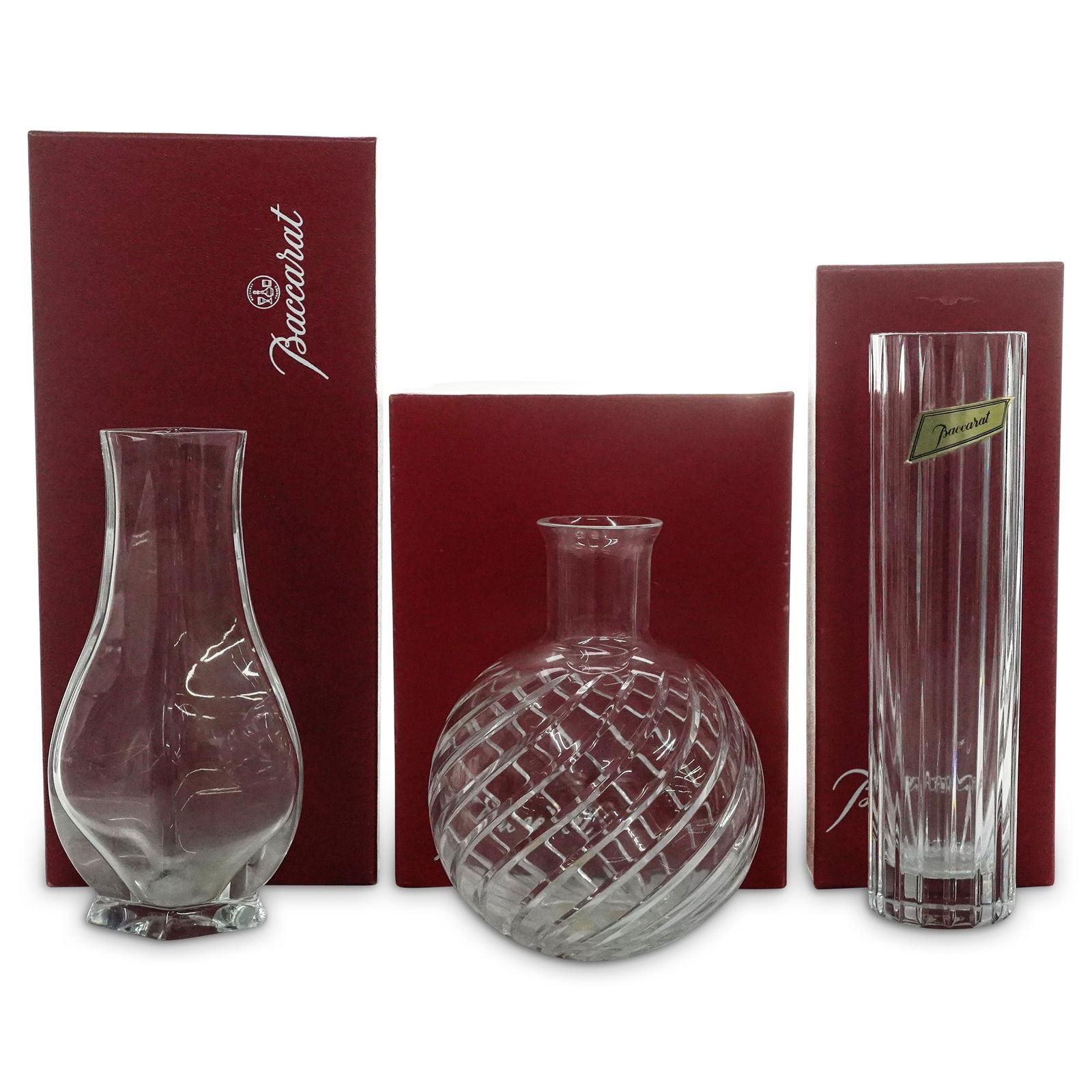 (3Pc) Baccarat Crystal Vase Grouping (1 of 8)