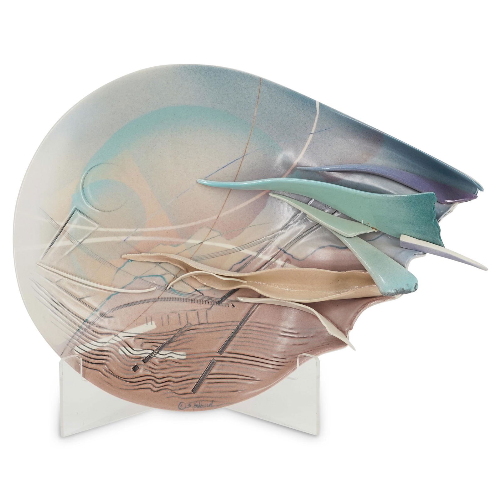 Unique Ceramic Art Display Plate Signed (1 of 6)