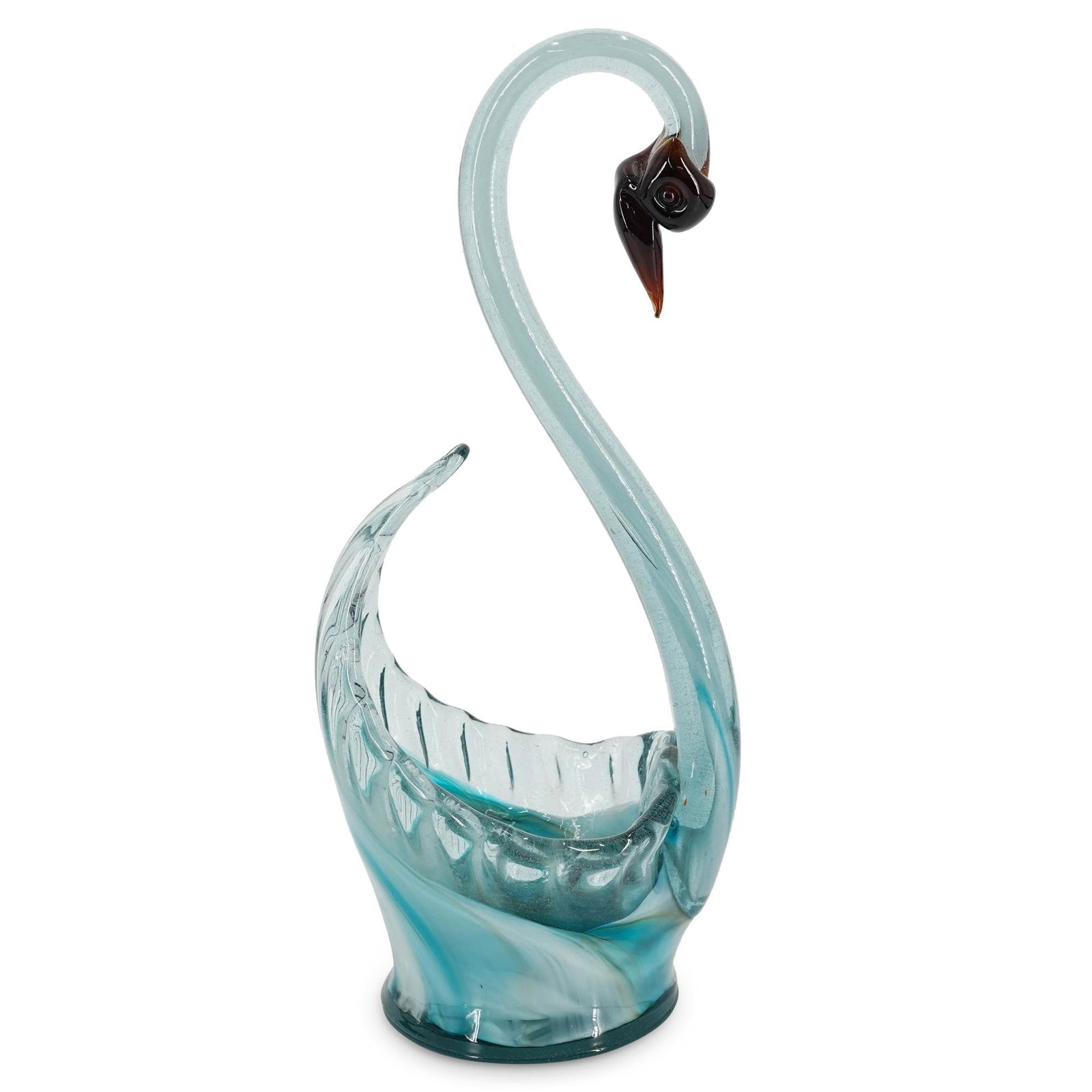 Large Murano Swan Art Glass Centerpiece Vase (1 of 5)