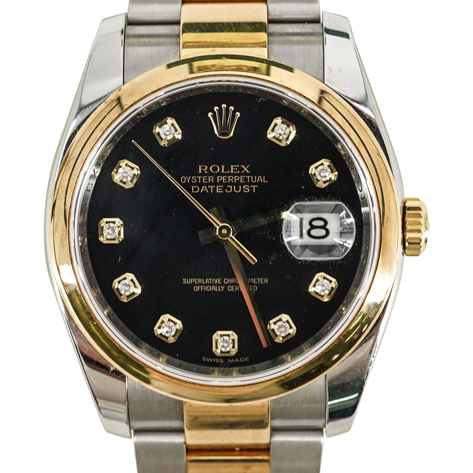Rolex Datejust Black Diamond Dial 18k Two Tone Watch (1 of 16)