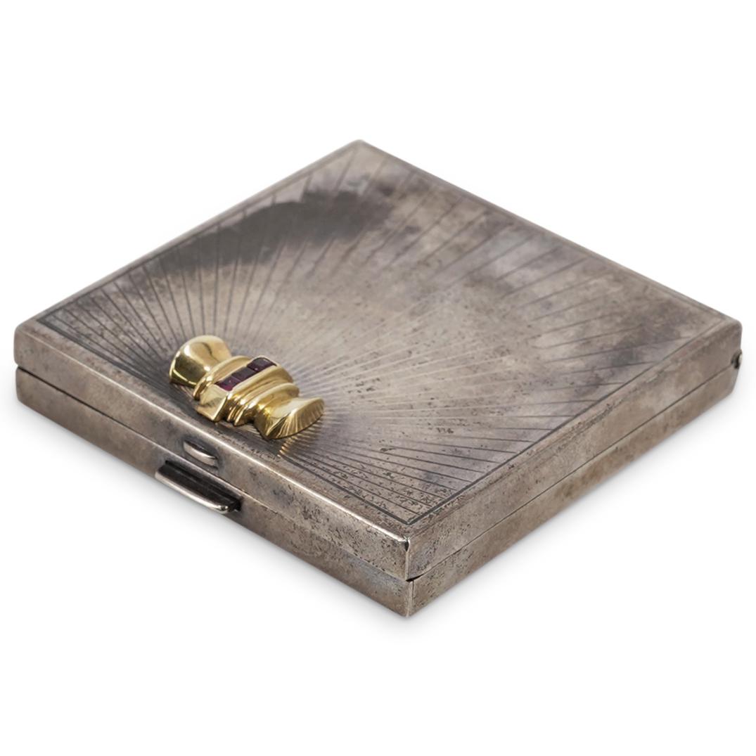 Antique Tiffany & Co Sterling 14k Gold & Rubies Compact Case (1 of 8)