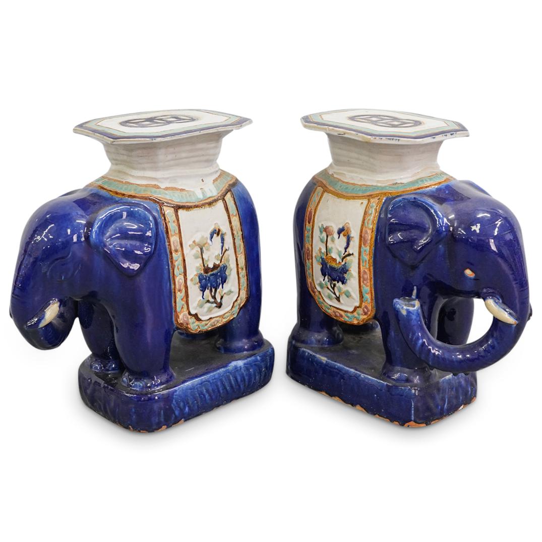 Pair of Chinese Terracotta Elephant Garden Stools (1 of 10)