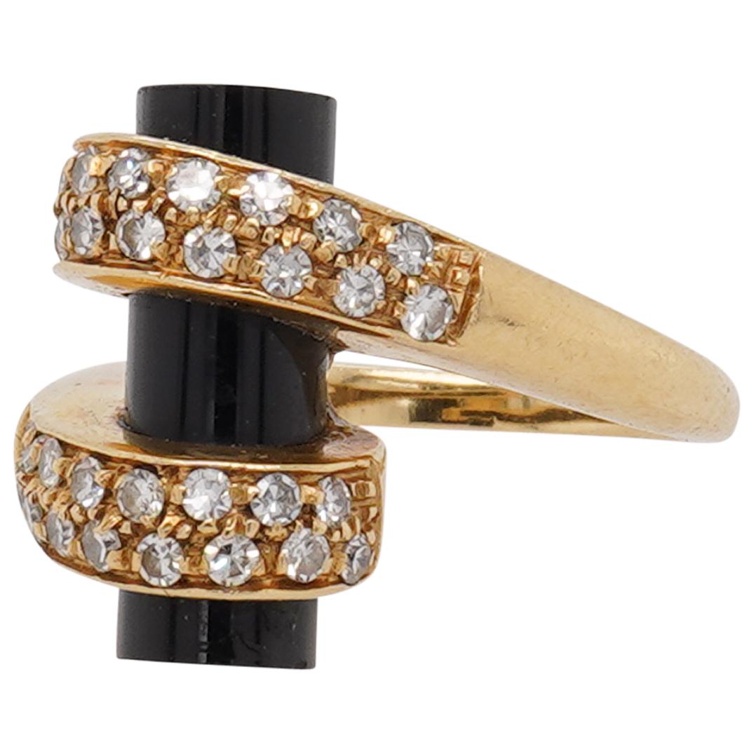 Modernist 18k Gold, Diamond and Onyx Ring (1 of 4)