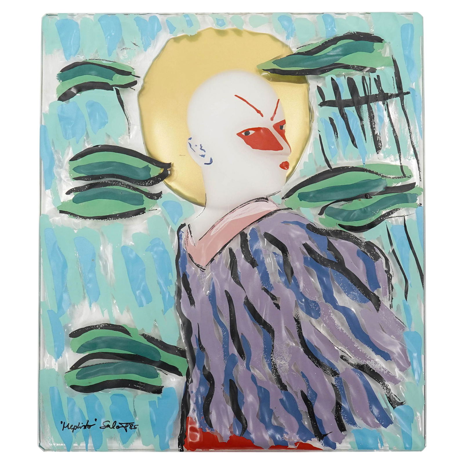 Salome (German b. 1954) "Mephisto" For Rosenthal Art Glass Plaque (1 of 5)