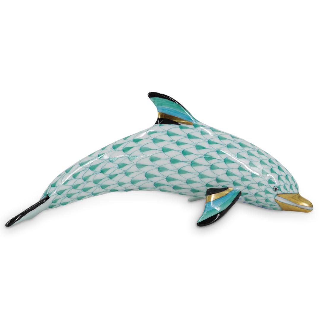 Herend Porcelain Green Fishnet Dolphin (1 of 5)