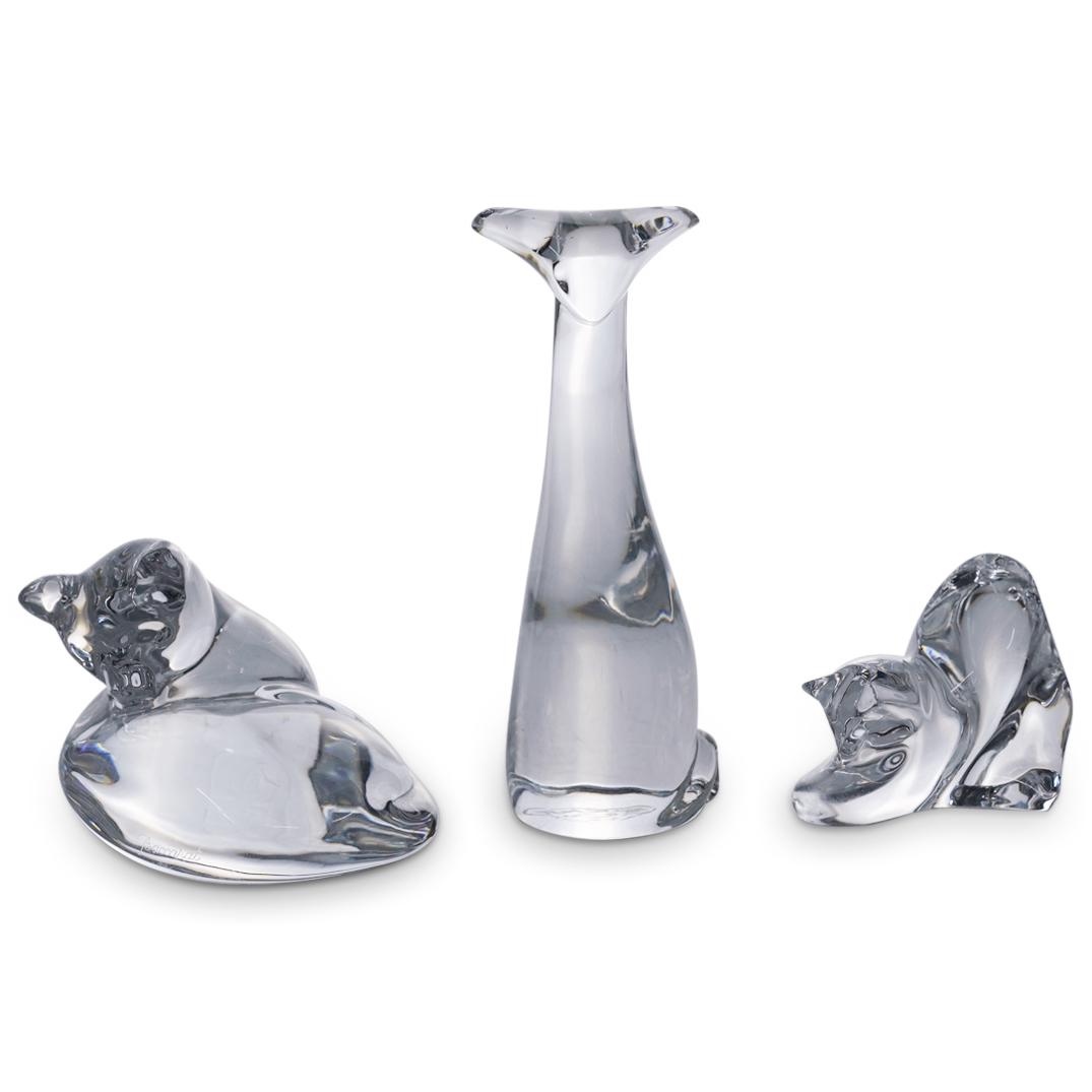 (3Pc) Baccarat Crystal Cat Figurines (1 of 9)