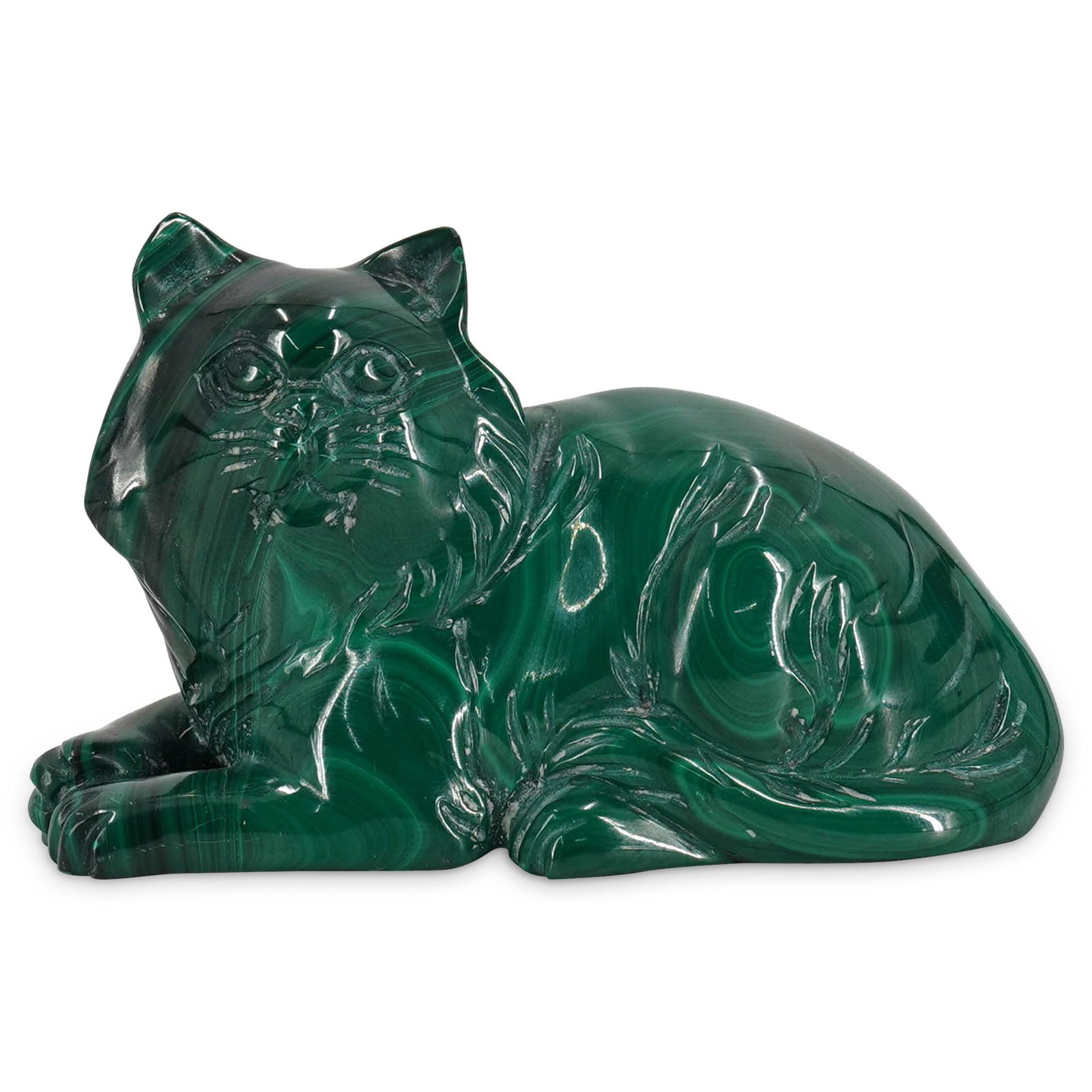 Carved Malachite Cat Figurine (1 of 6)