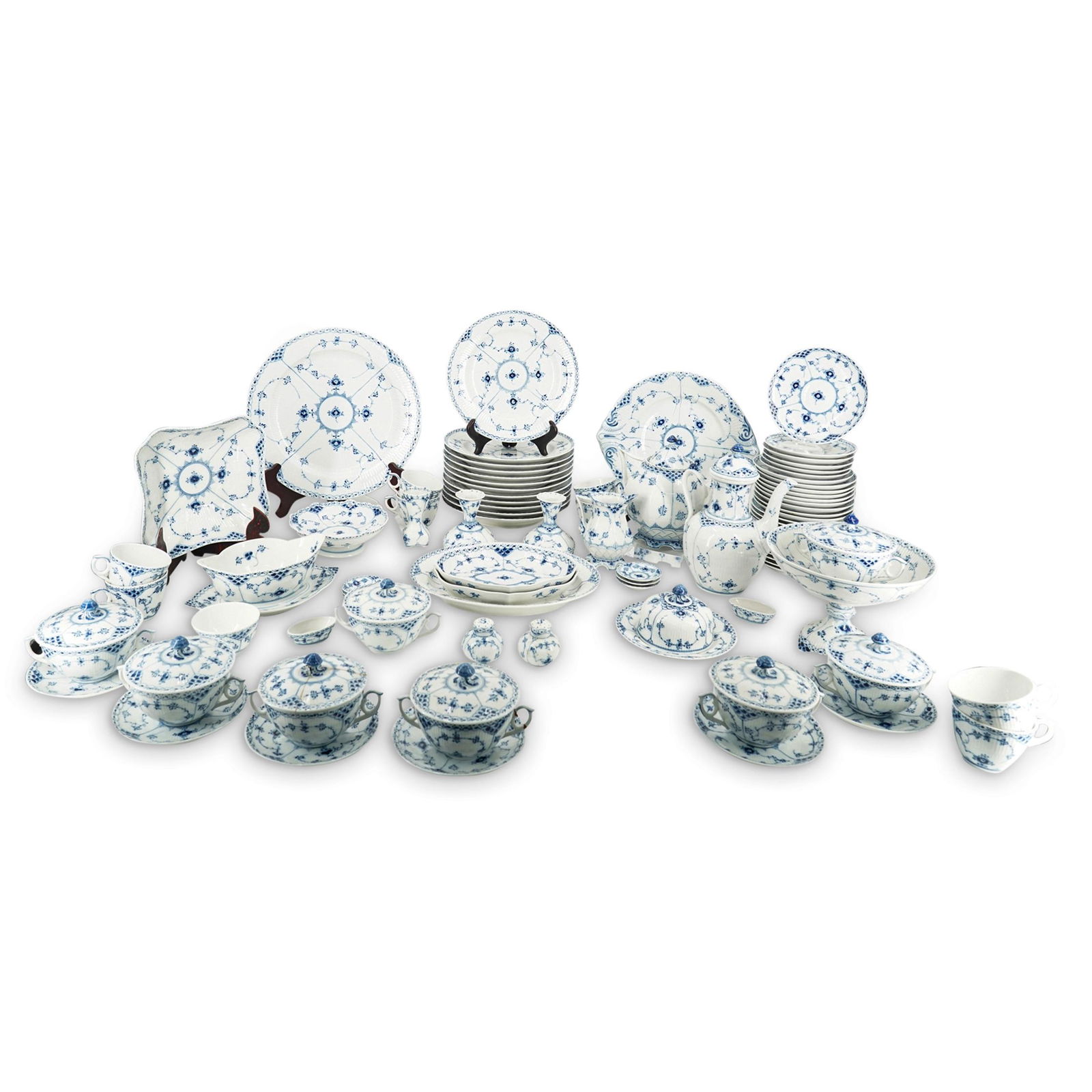 (105 Pc) Royal Copenhagen "Blue Fluted Half Lace Border" Porcelain Set (1 of 20)