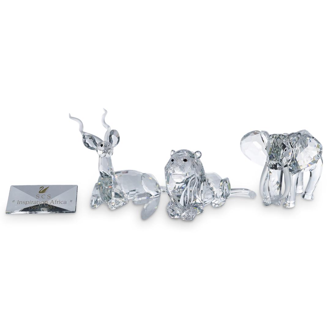 (4 Pc) Swarovski Crystal "Inspiration Africa" Figurines & Plaque (1 of 10)