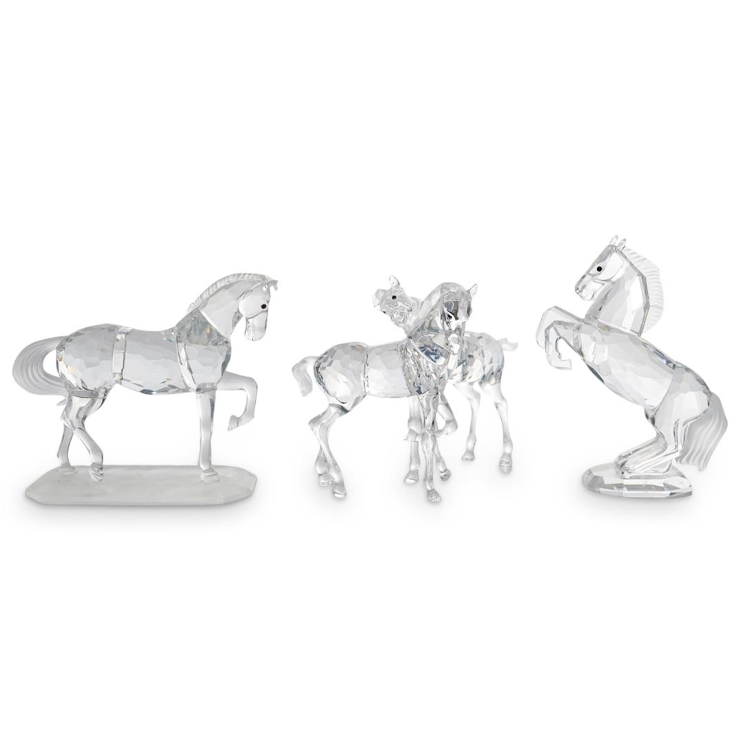 (3 Pc) Swarovski Crystal Horse Figurines Set (1 of 6)