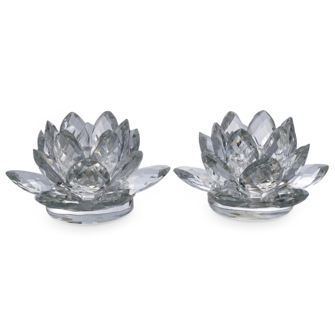 (2 Pc) Ireland Shannon Crystal Waterlily Candleholders (1 of 5)