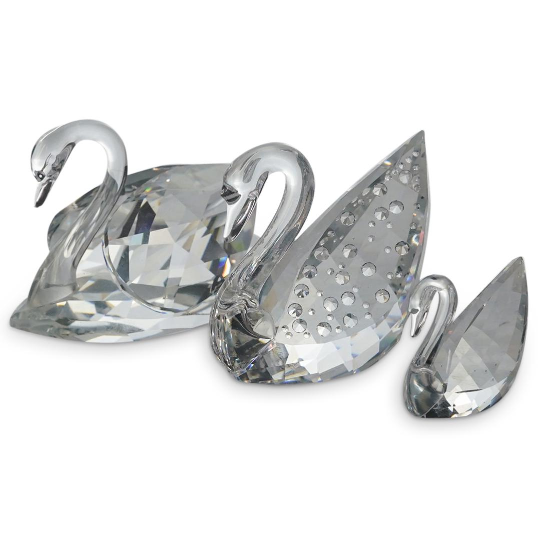 (3 Pc) Swarovski Crystal Swan Figurines (1 of 7)