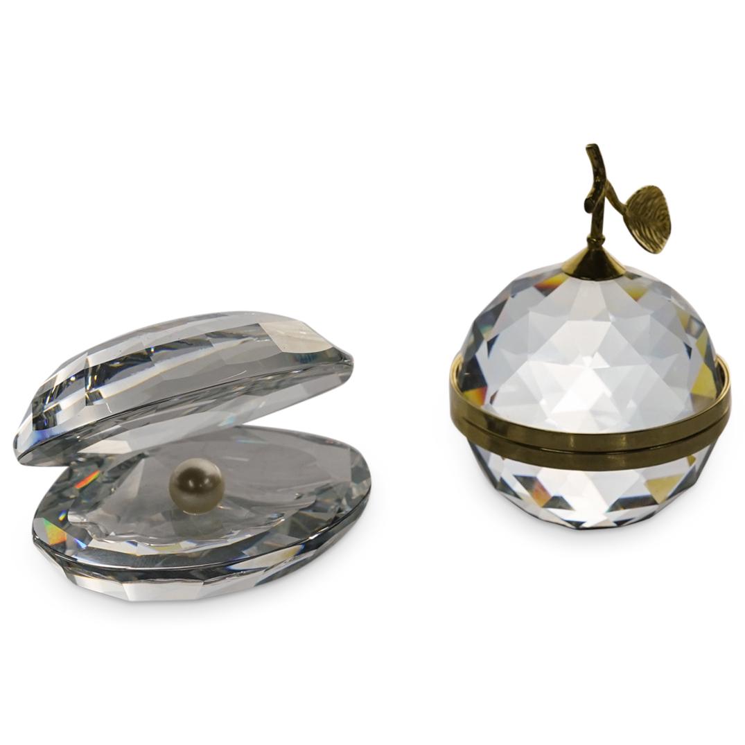 (2 Pc) Swarovski Crystal Shell W/ Pearl & Apple Photo Stand Figurines (1 of 9)