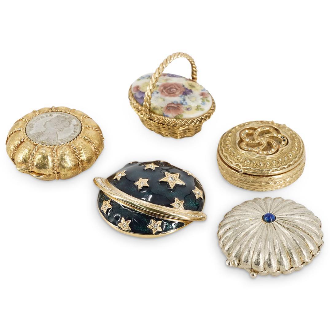 (5 Pc) Vintage Solid Perfume Compact Grouping Set (1 of 7)