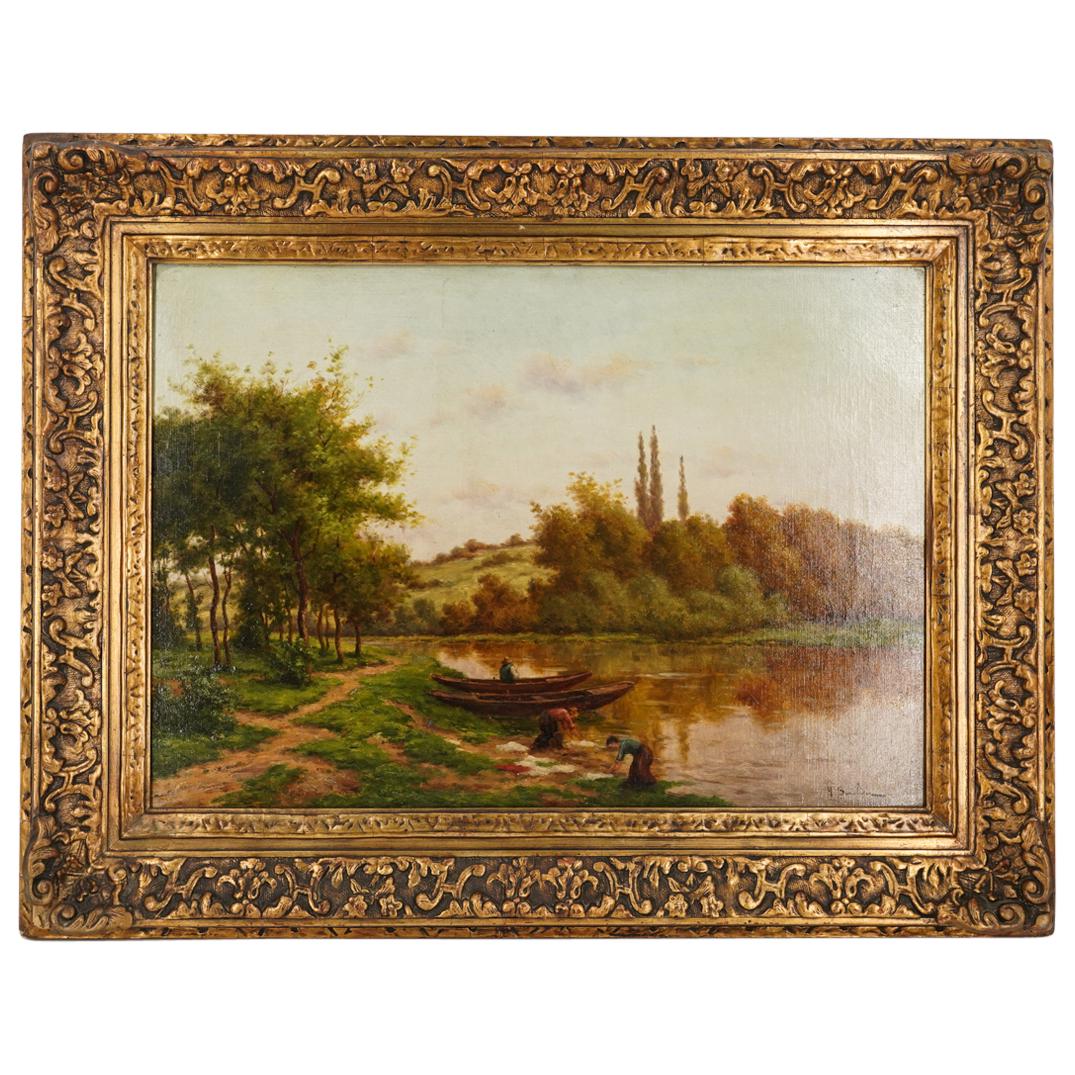 Antique Barbizon School H. Saulieu Landscape Oil on Canvas (1 of 5)