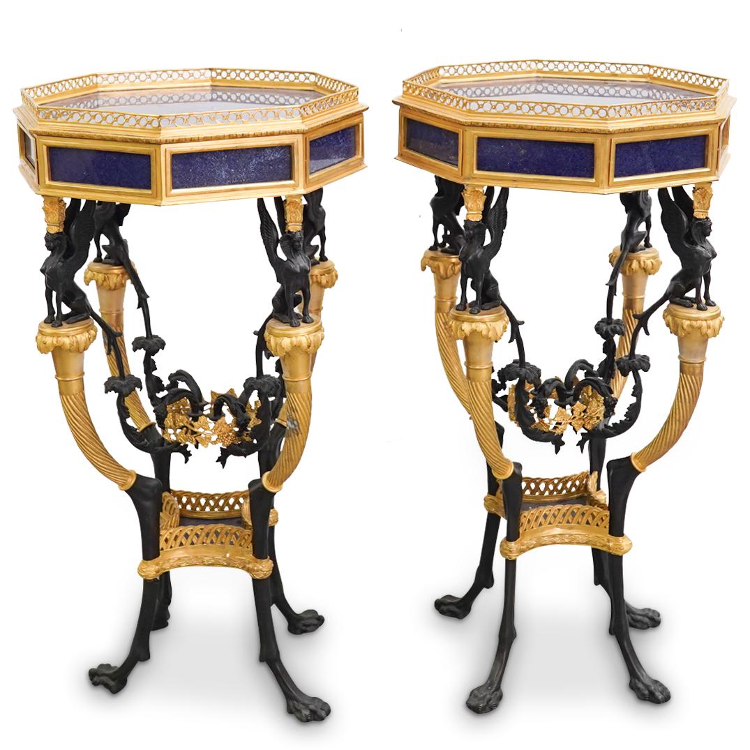Pair of French Empire Lapis & Dore Bronze Tables (1 of 11)