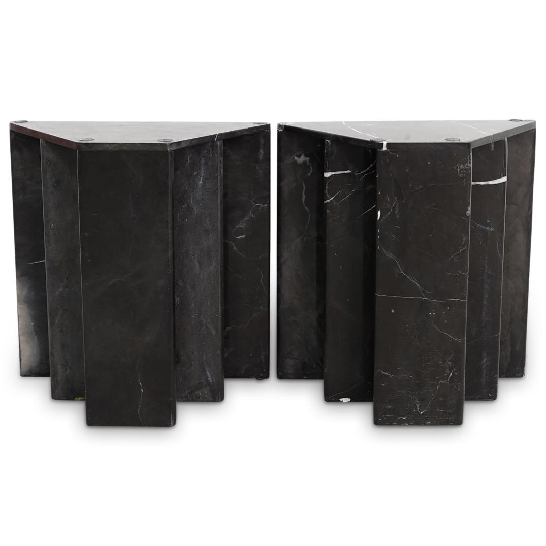 French Art Deco Nero Marquina Marble Table Bases (1 of 6)