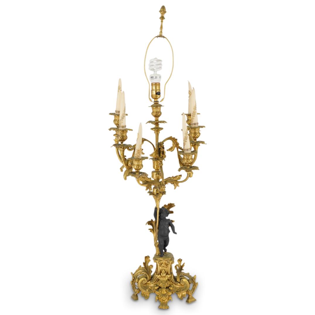 Antique Two Tone Bronze Putti Lamp (1 of 7)