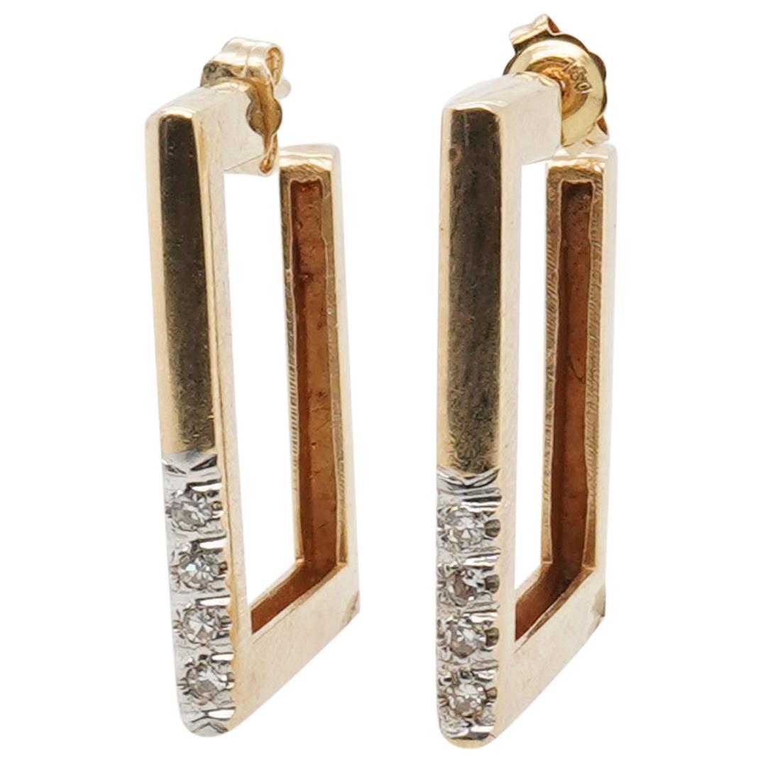 Pair Of Modernist 14k Gold and Diamond Earrings (1 of 6)