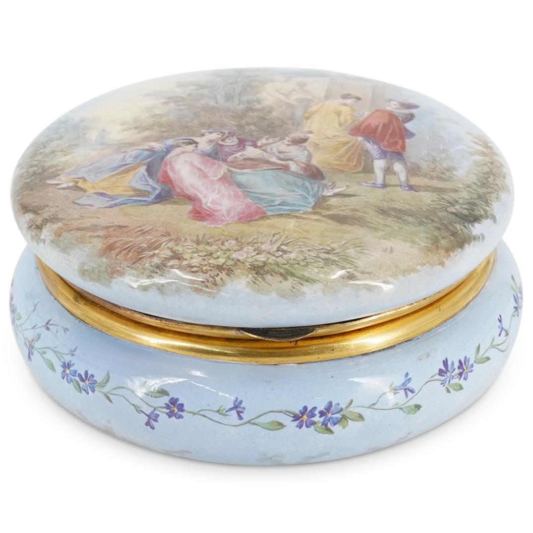 Antique French Finely Enameled Round Box (1 of 6)