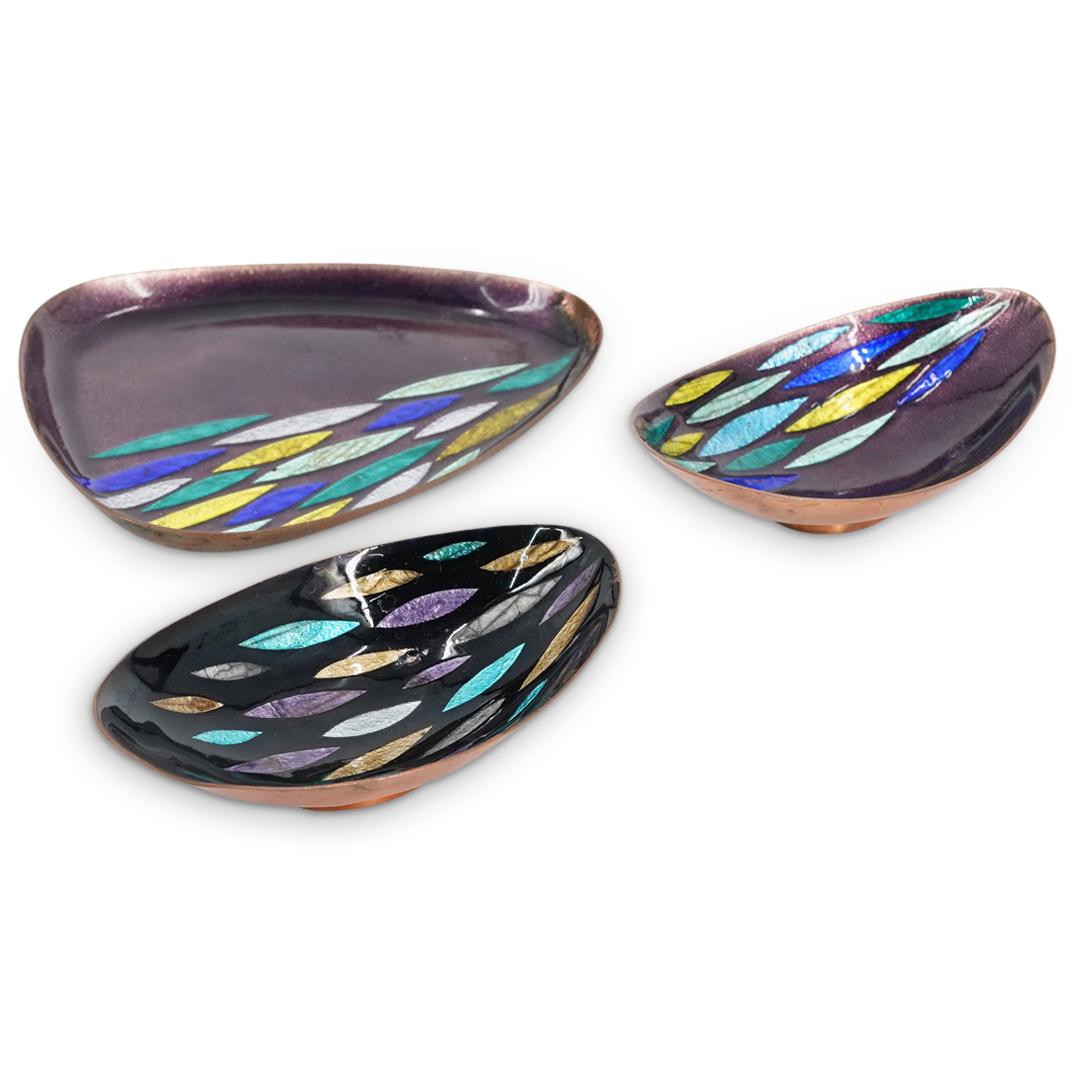 (3 Pc) Black Starr & Gorham Enameled Copper Bowls (1 of 6)