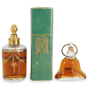 (3 Pc) Baccarat Perfume Bottles: DESCRIPTION: (3 Pc) A Baccarat perfume bottles set. Includes: one (1) Baccarat for Caron "Les Pois de Senteur de Chez Moi" perfume bottle, with original box; one (1) Baccarat for Houbigant 1923