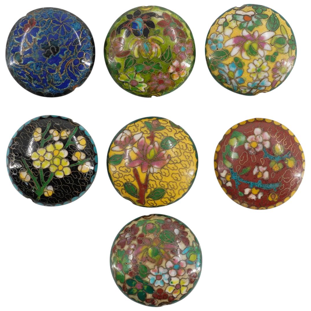 (7Pc) Chinese Round Cloisonne Beads (1 of 4)