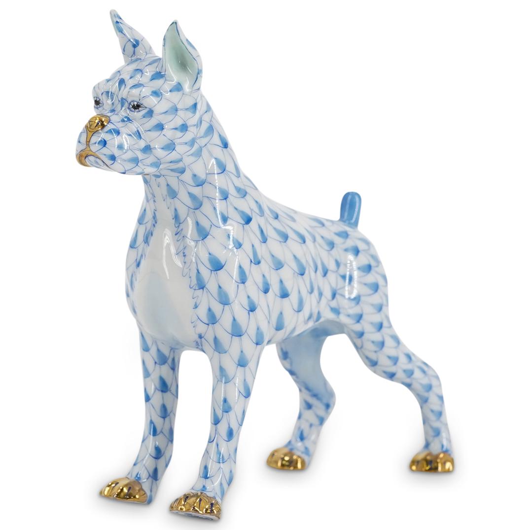 Herend Porcelain Blue Fishnet Dog Figurine (1 of 6)
