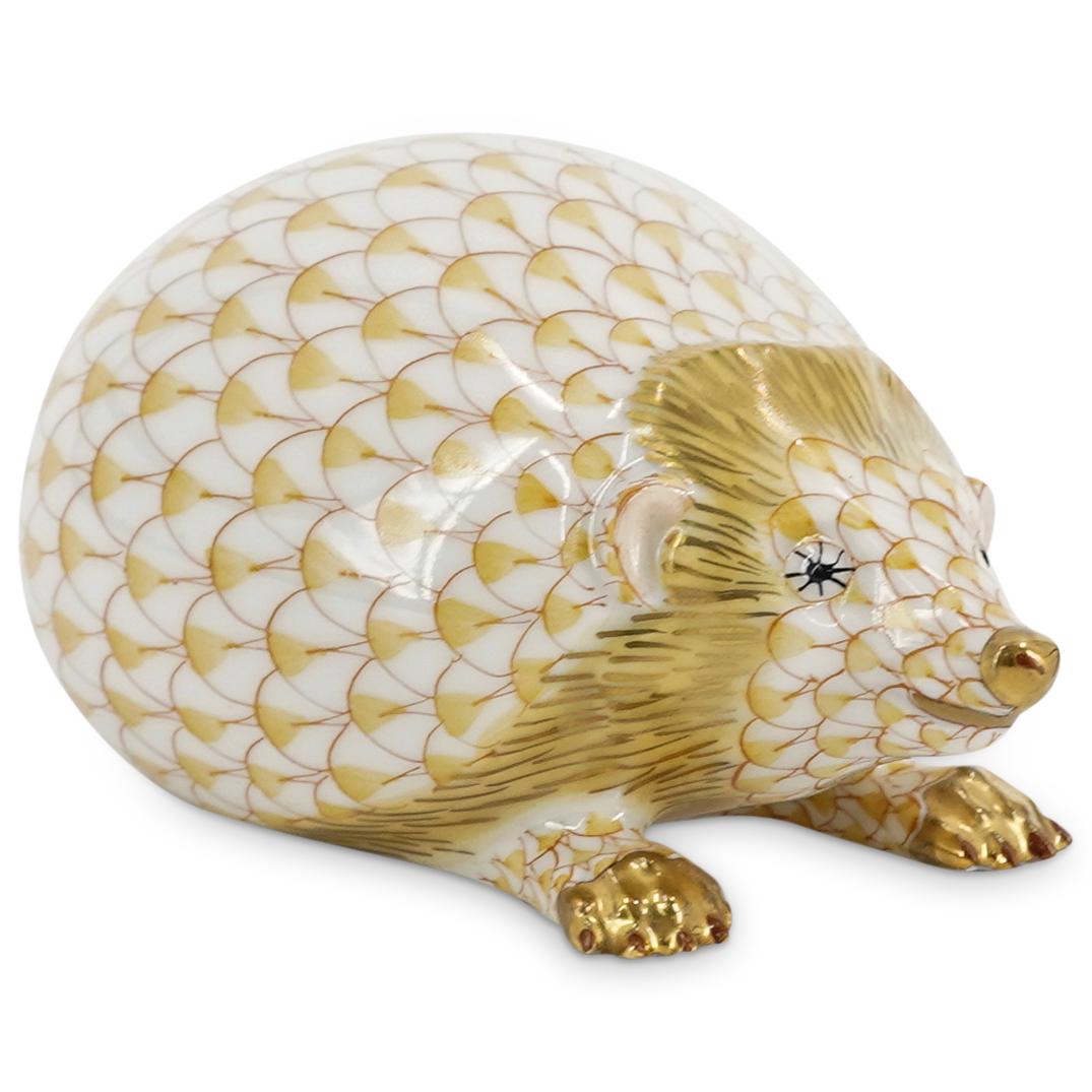 Herend Porcelain Yellow Fishnet Hedgehog Figurine (1 of 5)