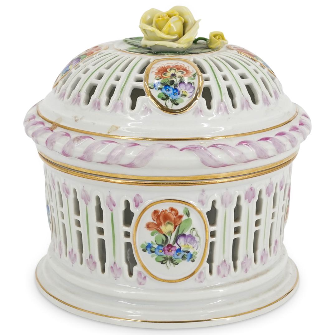 Herend Porcelain Floral Reticulated Lidded Box (1 of 7)