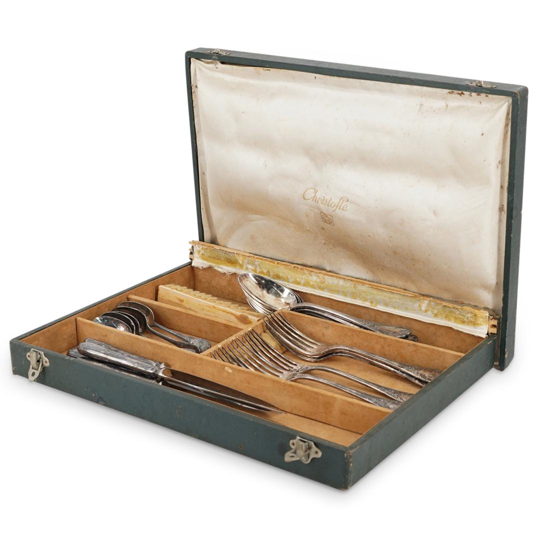 (22Pc) Christofle "Marly" Silverplate Flatware Set in Box (1 of 8)
