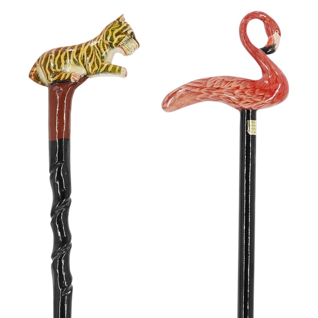 (2Pc) Paper Mache Animal Walking Sticks (1 of 6)