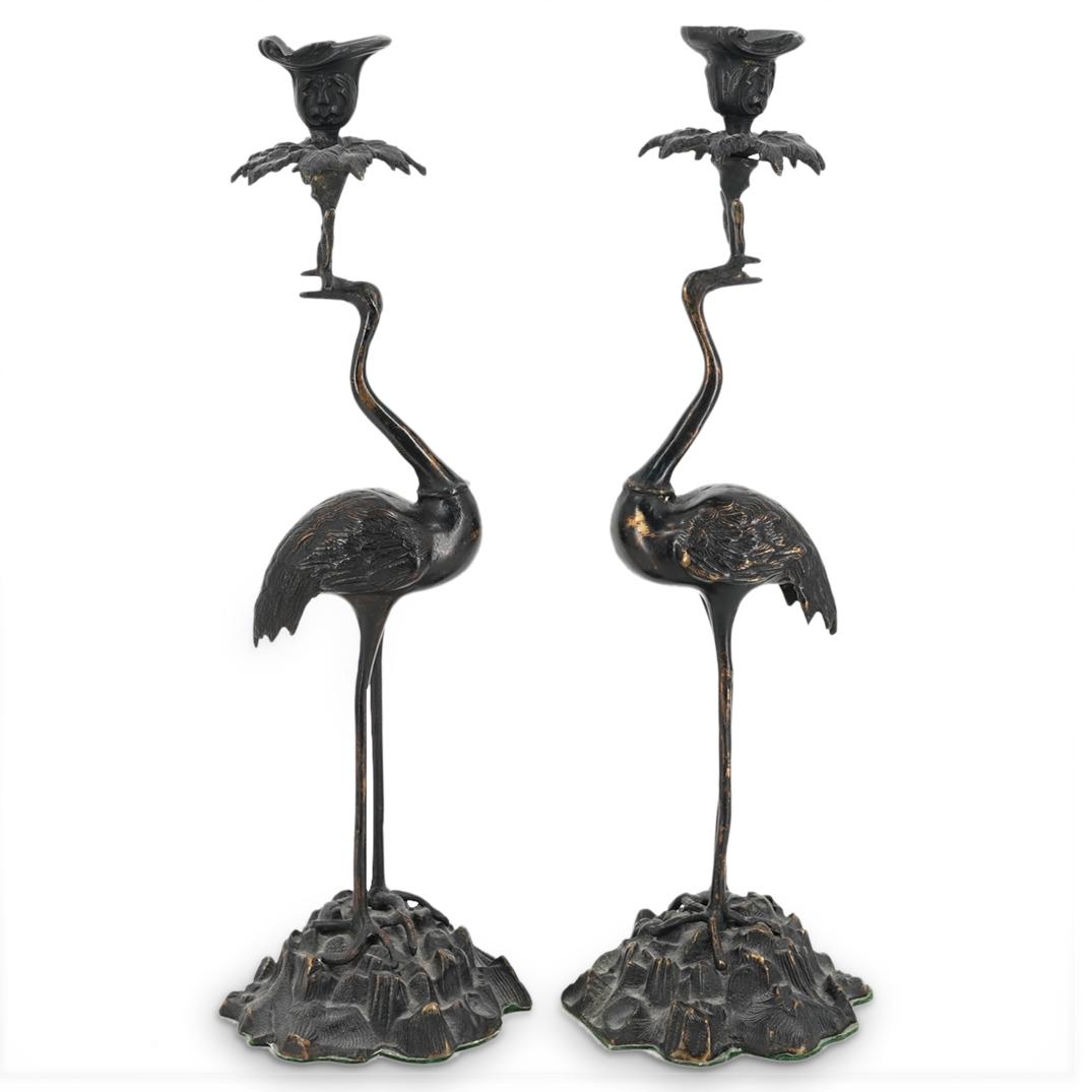 Pair of Thomas Abbott Style Bronze Candlesticks (1 of 6)