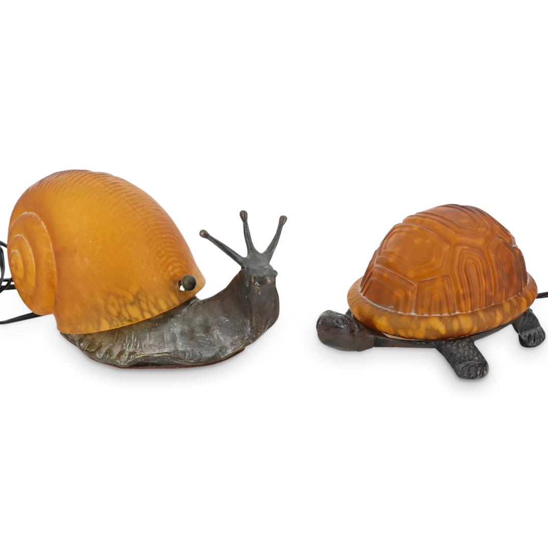 Tiffany Style Turtle & Snail Table Lamps (1 of 7)