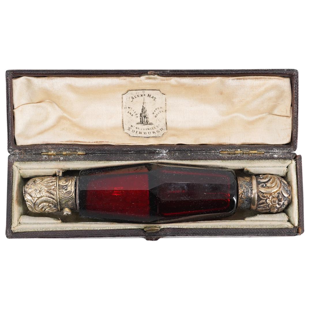 Antique Ruby Red Crystal Double Ended Scent Bottle (1 of 5)
