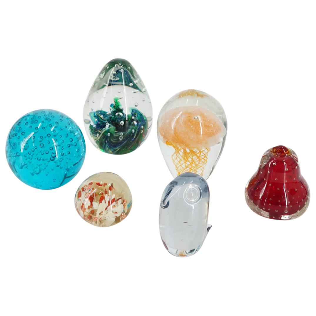 (6 Pc) Art Glass Paperweight Lot (1 of 6)