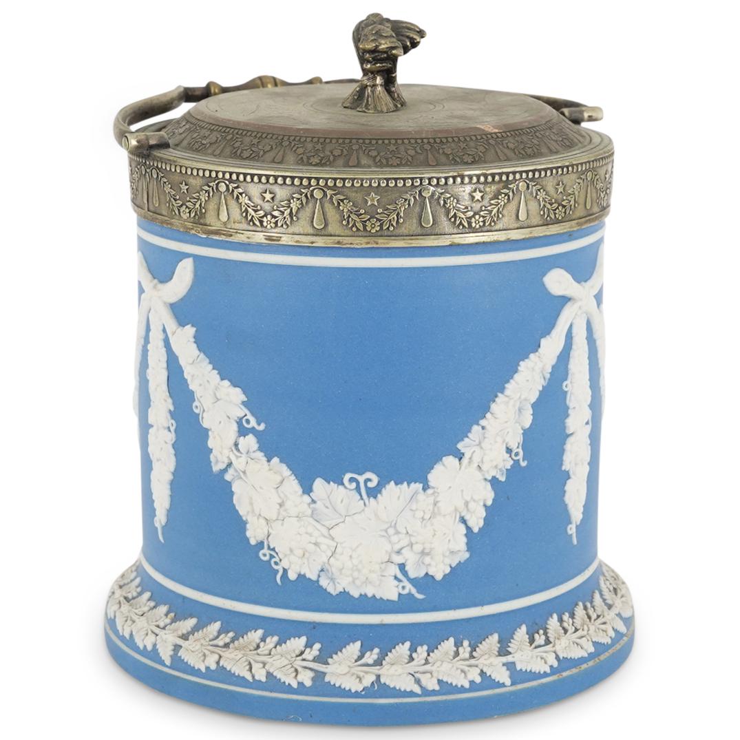 English Jasperware Porcelain Biscuit Jar (1 of 7)
