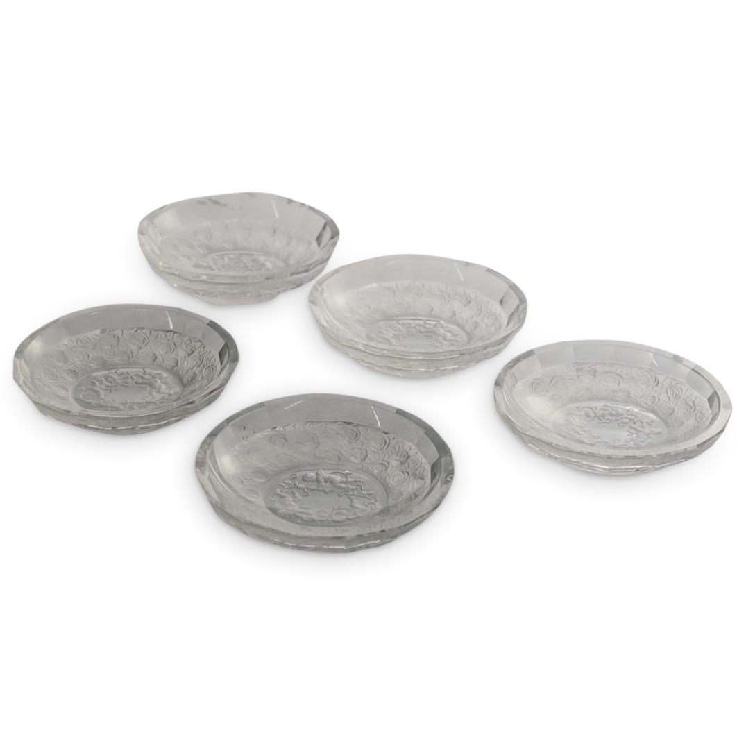 (5 Pc) After Rene Lalique Putti Cherub & Rose Bowl Dish Set (1 of 5)