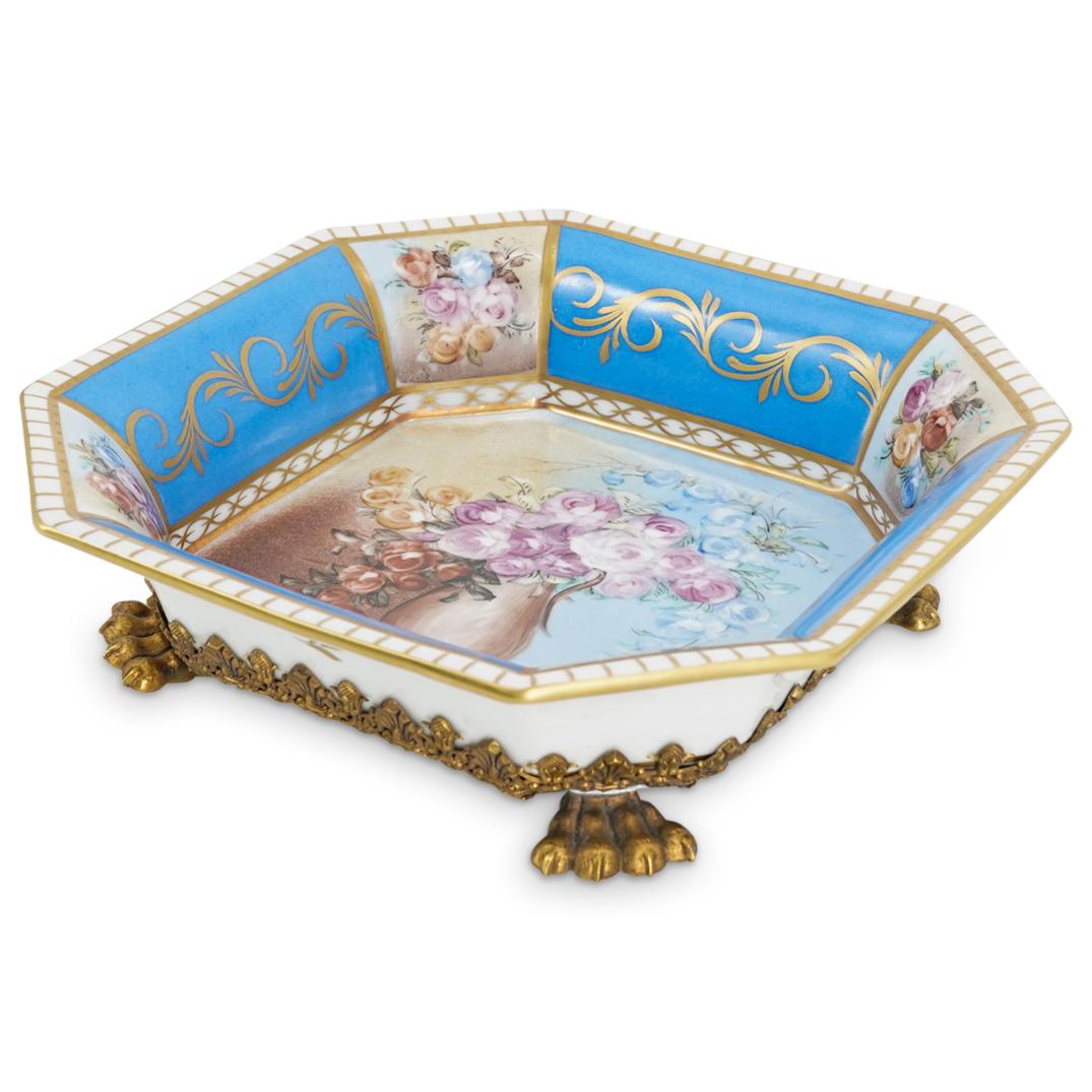 Antique Limoges Porcelain & Gilt Brass Footed Bowl (1 of 7)