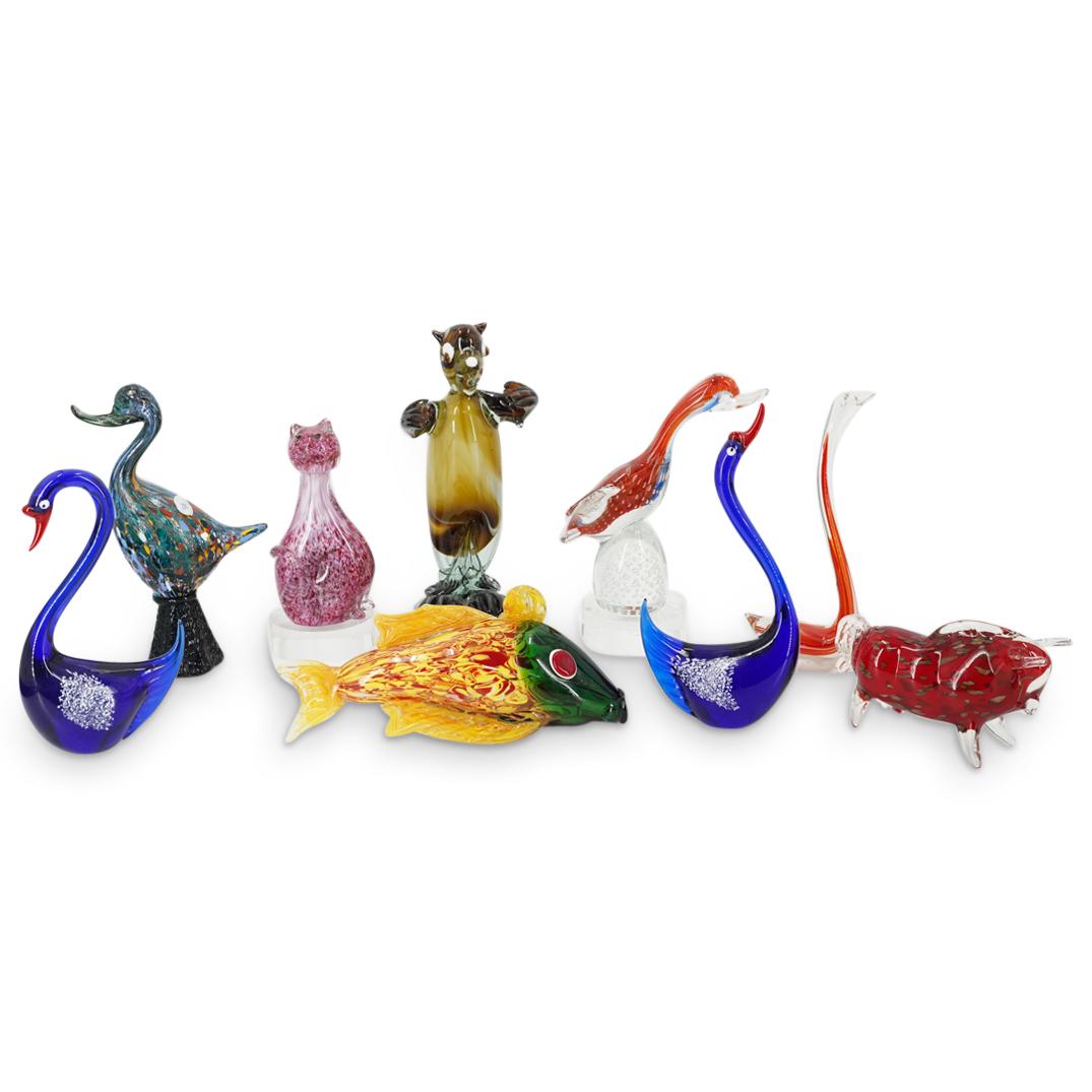 (9 Pc) Murano Art Glass Assorted Animal Figurines Set (1 of 10)