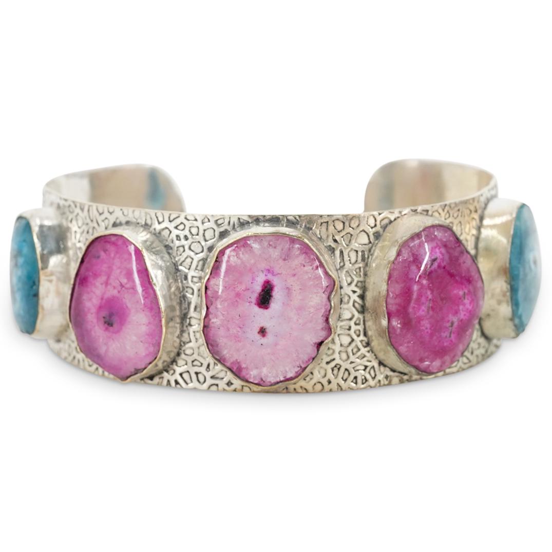 Silver Plated Bracelet W/ Quartz Gemstones (1 of 5)