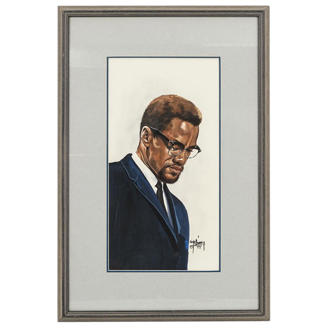 Tom McKinney (b. 1940) Malcolm X Watercolor On Paper (1 of 5)