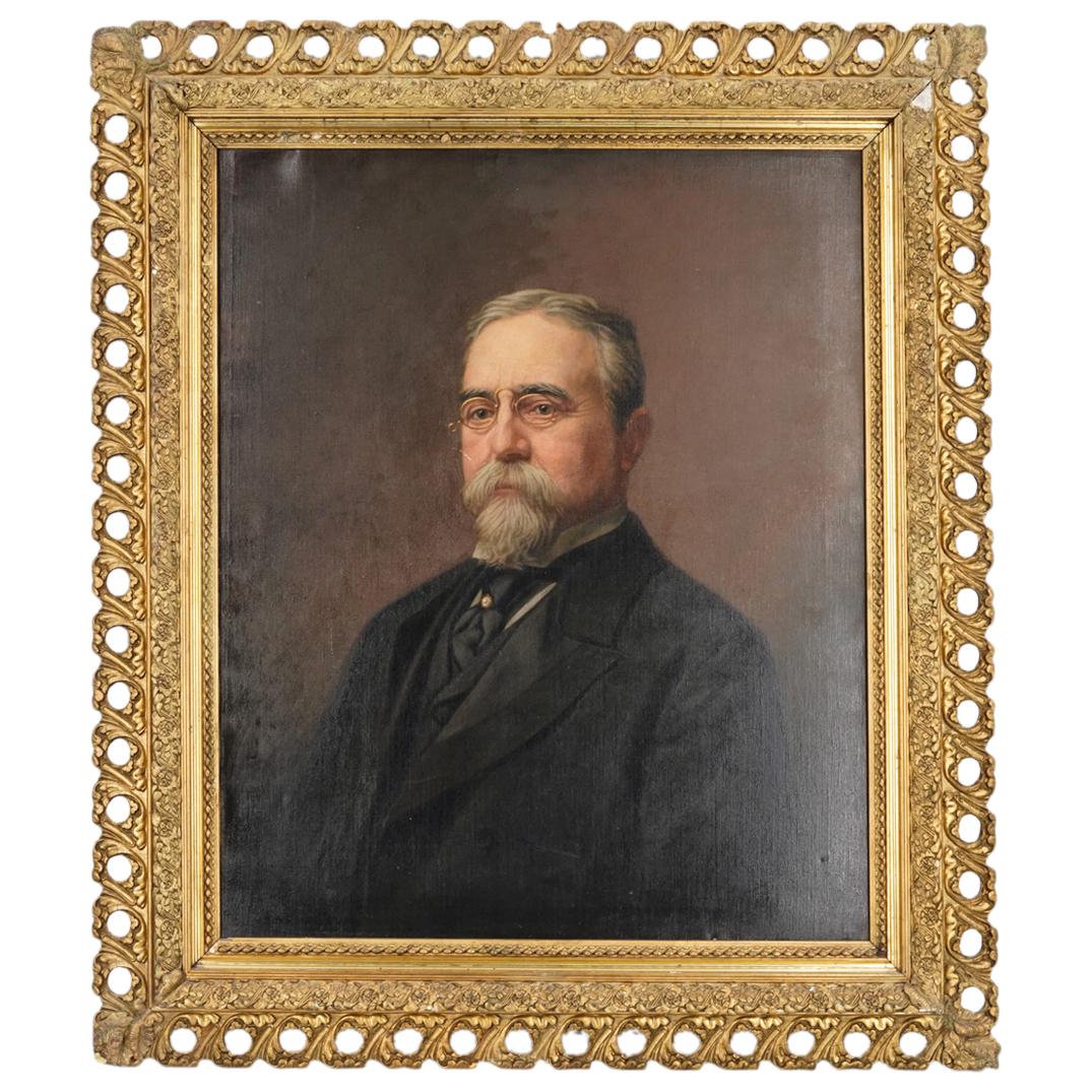 Albert Lauck Dalbey (1828-1910) Oil on Canvas Portrait Painting (1 of 4)