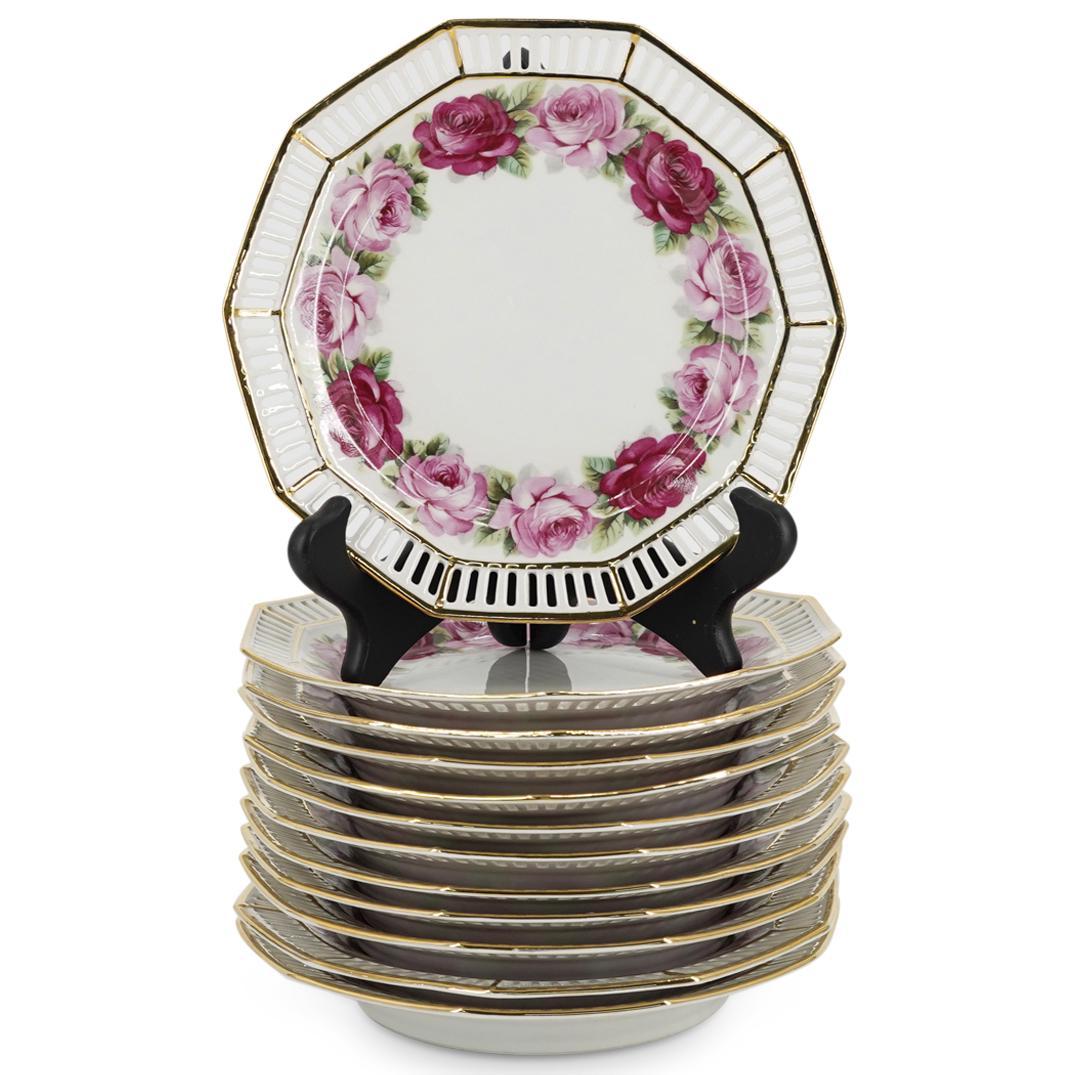 (12Pc) Schumann Bavaria "Melrose" Porcelain Plate Set (1 of 4)