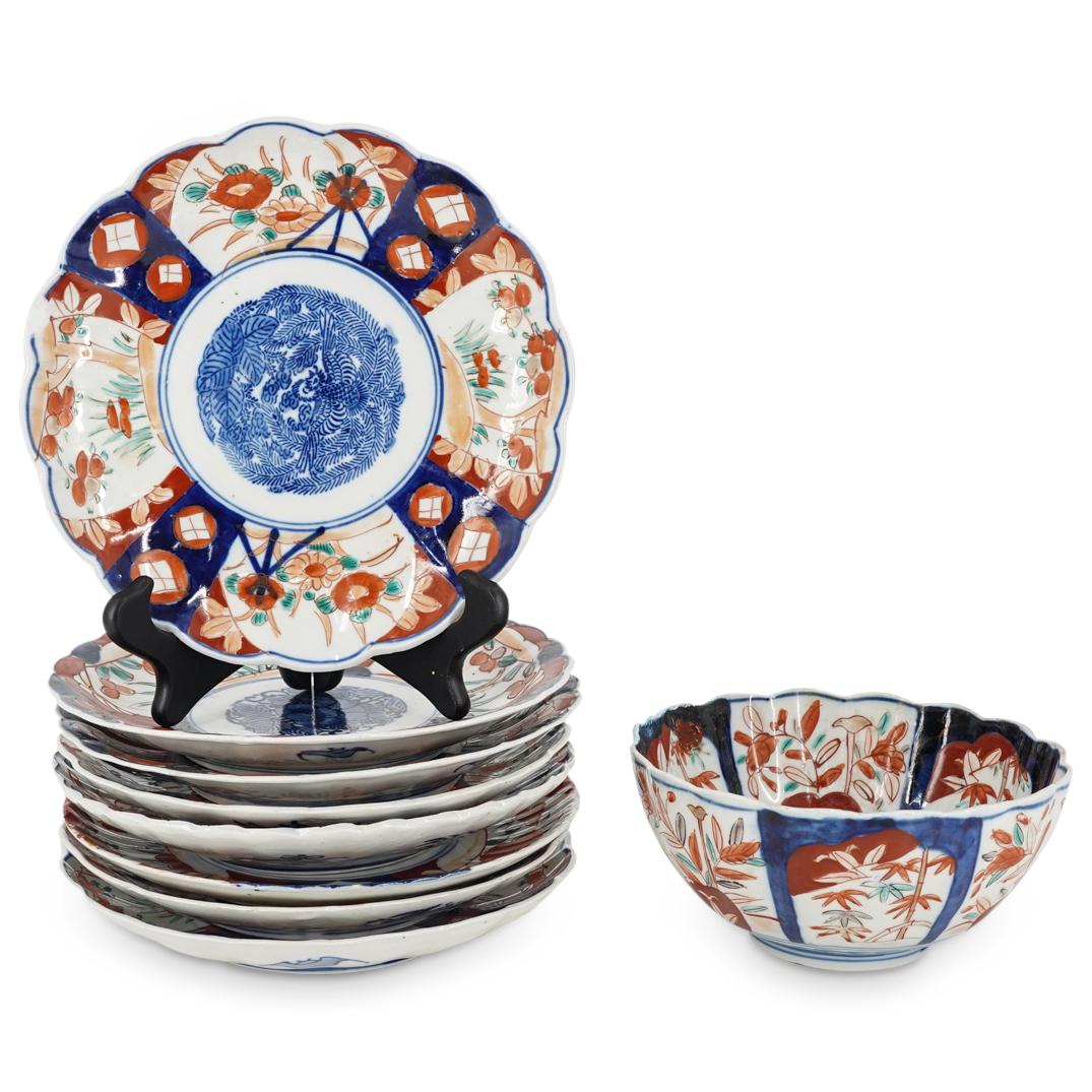(9Pc) Antique Imari Porcelain Plates & Bowl (1 of 6)