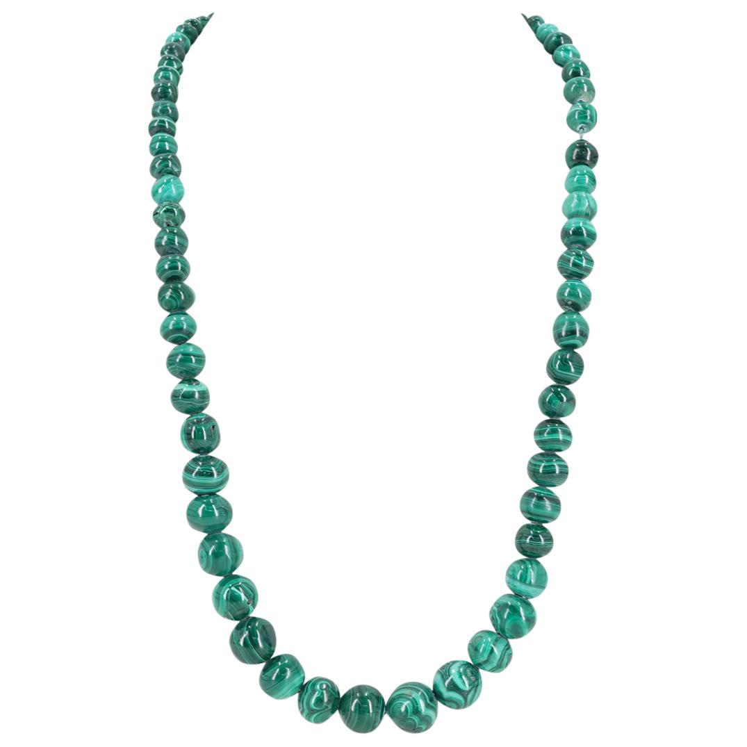Graduated Malachite Beaded Necklace (1 of 4)