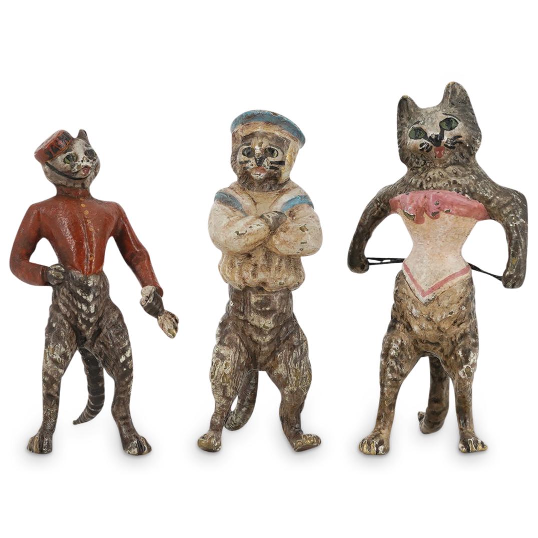 (3Pc) Pair of Franz Bergman Bronze Cat Figurines (1 of 4)
