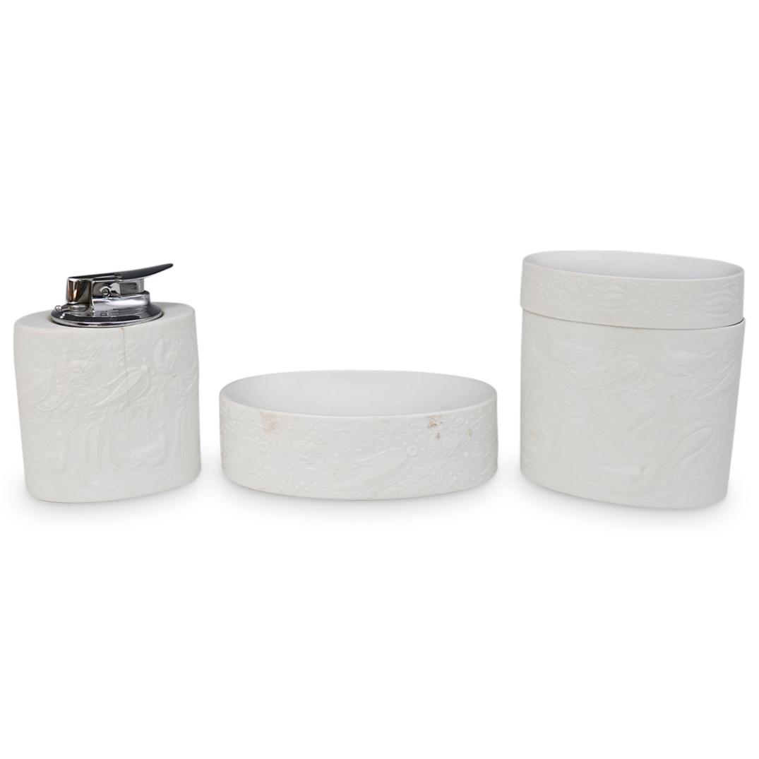 (3 Pc) Rosenthal Bisque Porcelain Smoking Set (1 of 5)