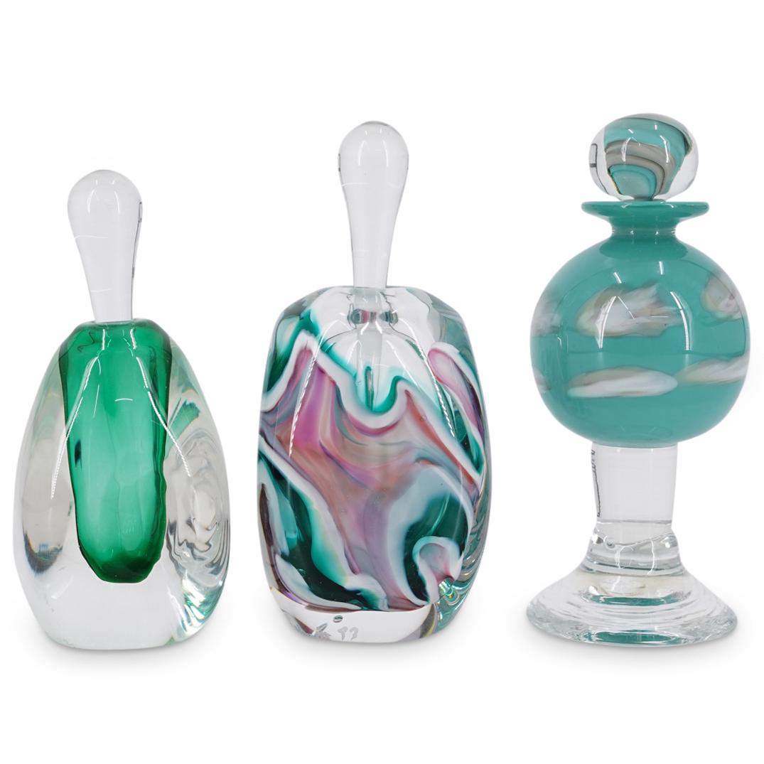 (3Pc) Signed Art Glass Blown Vanity Bottles (1 of 5)